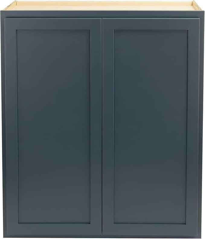 Quicklock RTA (Ready-to-Assemble) 42" Tall Wall Kitchen Cabinets - Shaker Style | 100% Hardwood | Made in America | Soft Close Hardware (Needlepoint Navy, 12''D x 36''W x 42''H)