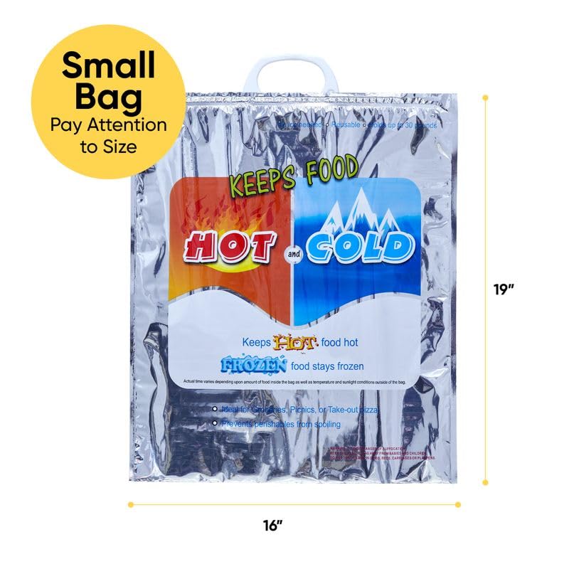Superio Hot and Cold Insulated Bags for Food Delivery, Grocery Shopping Bags, Food Storage for Hot and Frozen Food for Travel, Disposable Cooler Bag, Reinforced Thermal Lunch Bag (3, 16"x19.25")
