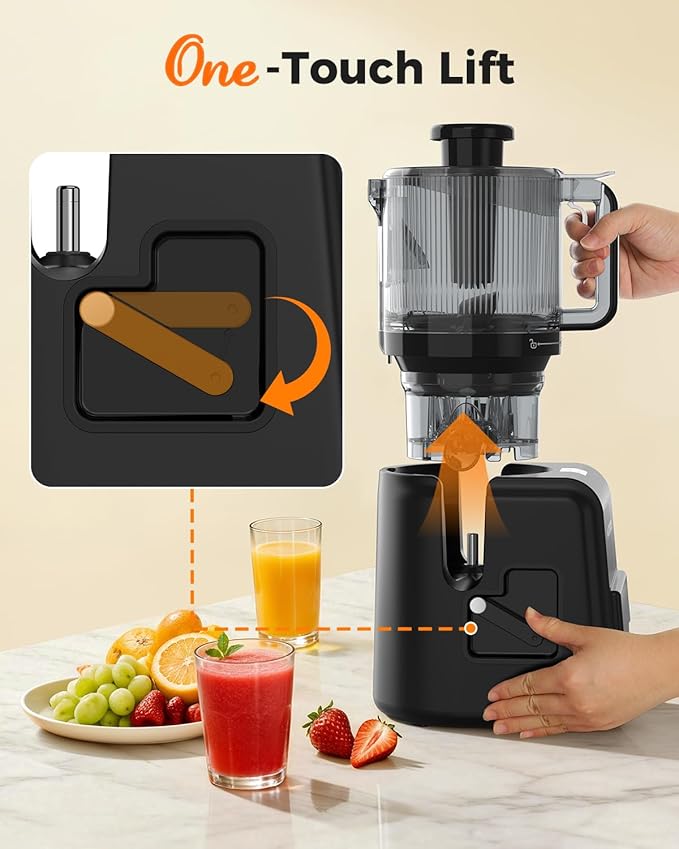 ACOQOOS Juicer Machines, 6.5" Extra Large Feed Chute Cold Press Juicer 3-IN-1 with Sorbet & Nut Milk, BPA Free, Easy to Clean, 100 OZ Hopper, Ultra Black