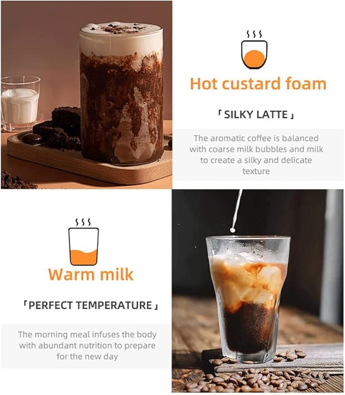 Ejoyous Electric Milk Frother, 450ml Electric Warm and Cold Foam Frother, 4-in-1 Milk Steamer with Rotatable Handle Foam Maker for Latte, Cappuccinos, Macchiato, Hot Chocolate