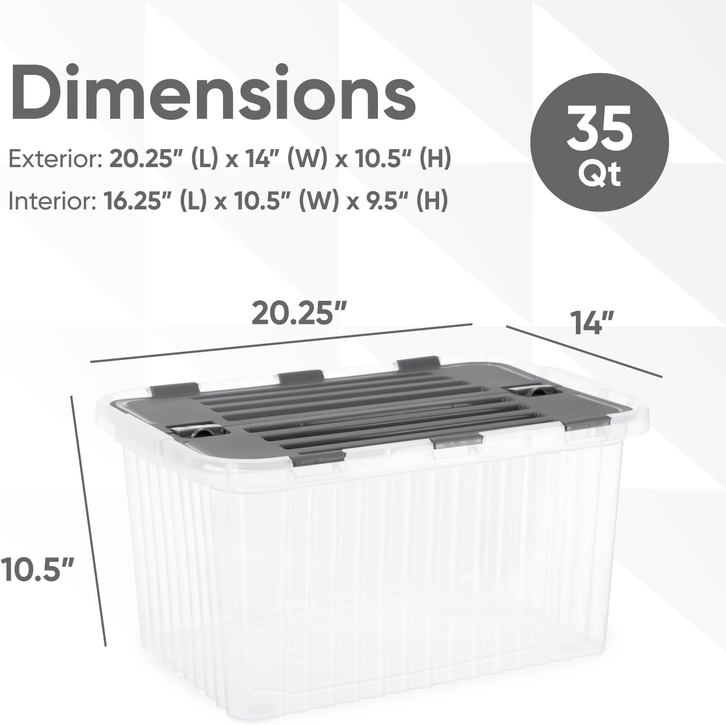 Superio Storage Bins with Lids, Clear Plastic Containers for Organizing, Stackable Totes, BPA Free, Odor Free, Organizer Boxes for Home, and Dorm (4 Pack, 20.25"x14"x10.5")