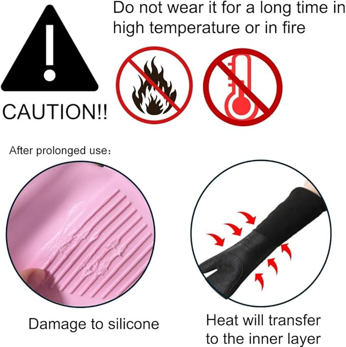 Extra Long High Temp Oven Mitts - 2pcs Commercial, Heavy Duty Non-Slip Grip Mitts - Silicone Heat Resistant Up to 500 Degrees, Ideal for Cooking, Baking & Frying, Blue