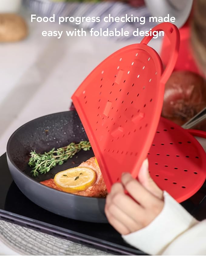 AirHood Silicone Splatter Screen – Foldable Grease Guard for Frying Pans & Induction Cookers – Heat-Resistant, BPA-Free, Dishwasher Safe, 2-in-1 Trivet & Splatter Screen - Orange