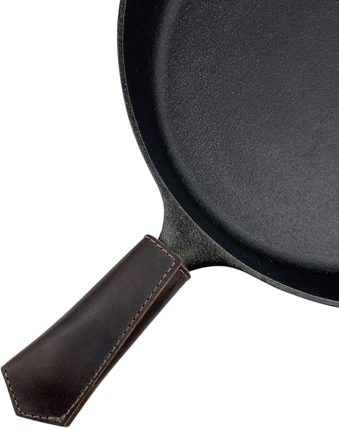 Hide & Drink, Hot Pan Handle Cover Handcrafted from Thick Full Grain Leather - Bourbon Brown