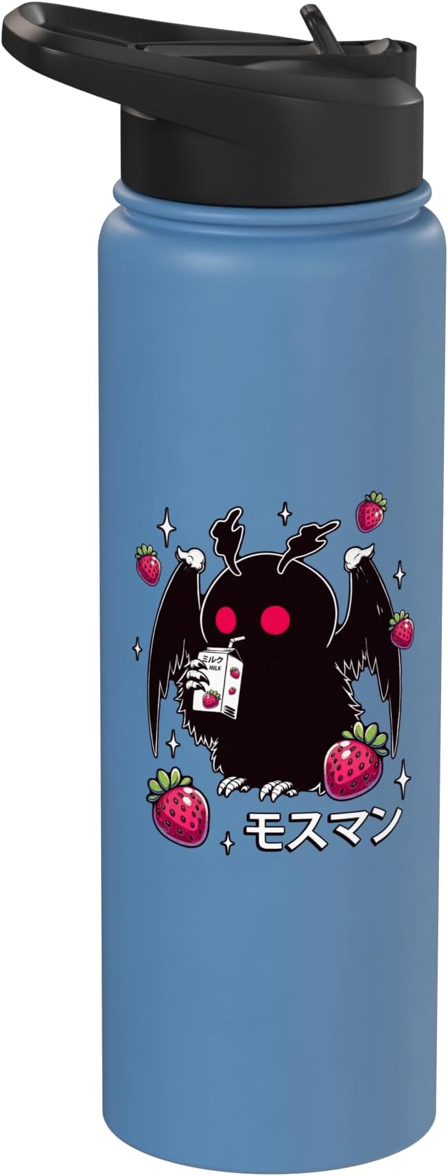 Kawaii Strawberry Milk Shake Carton Mothman Stainless Steel Insulated Water Bottle