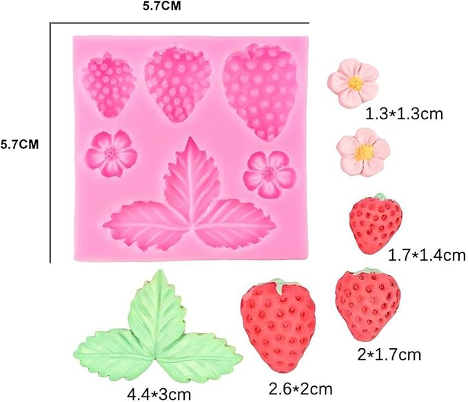 7 Pack Strawberry Baking Mold 3D Strawberry Embed Silicone Fruit Shape Pastry Mold Silicone Handmade Candy Bow Molds for Chocolate Fondant Ice Cream Cupcake Cake Decor - QS7