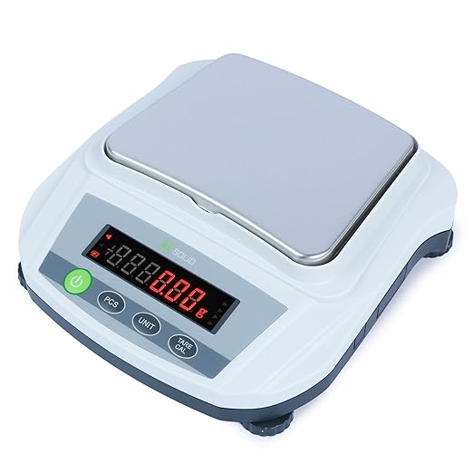 U.S. Solid Analytical Balance, 2000g/4.4lb x 0.01g Digital Precision Scale, Piece Counting, g/ct/oz/lb, 6.2" x 5" Rectangular Pan, 100-240V AC & 4xDC 1.5V Battery, Kitchen, Jewelry, Scientific Use