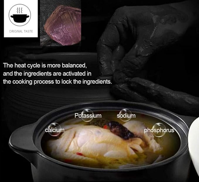 Clay Pots for Cooking Chinese Soup Pot Ceramic Pot Cooking Chinese Terrines, Stovetop soup tureen Make Delicious for The Family,black-2.5L