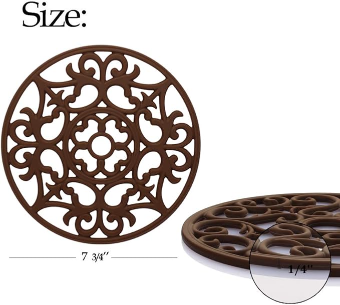 ME.FAN Trivets for Dishes/Pots/Pans, 3 Pcs Silicone Mats, Flexible/Durable/Non Slip Hot Pads to Protect Table and Counter Top (Coffee)