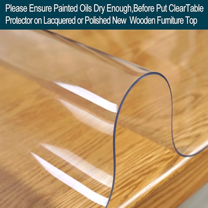 Multi Size 38x82 inch Crystal Clear Plastic PVC Dining Table Protector Mat Living Room Table Cover Protector Vinyl Table Pad Cloths for Woonden Furniture Rectangular Easy Clean Wipeable Waterproof
