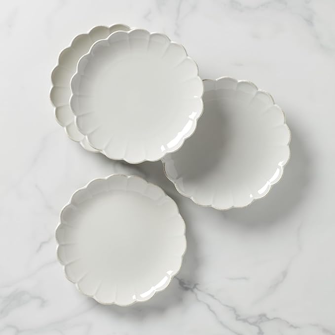 Lenox 893544 French Perle Scallop 4-Piece Accent Plate Set, Matte, Off-White
