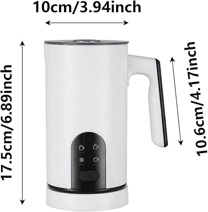 Electric Milk Frother, 4-in-1 Automatic Milk Steamer & Foamer 11.8oz/350ml, Automatic Warm and Cold Foam Maker and Milk Warmer for Latte, Cappuccinos, Macchiato (A)