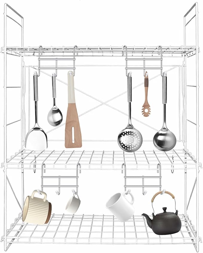 Hooks for Wire Shelving, Multi-Purpose Durable Hanging Wire Shelving Hooks with Rubber Cover for Wall Grid Panels (6 Pack)