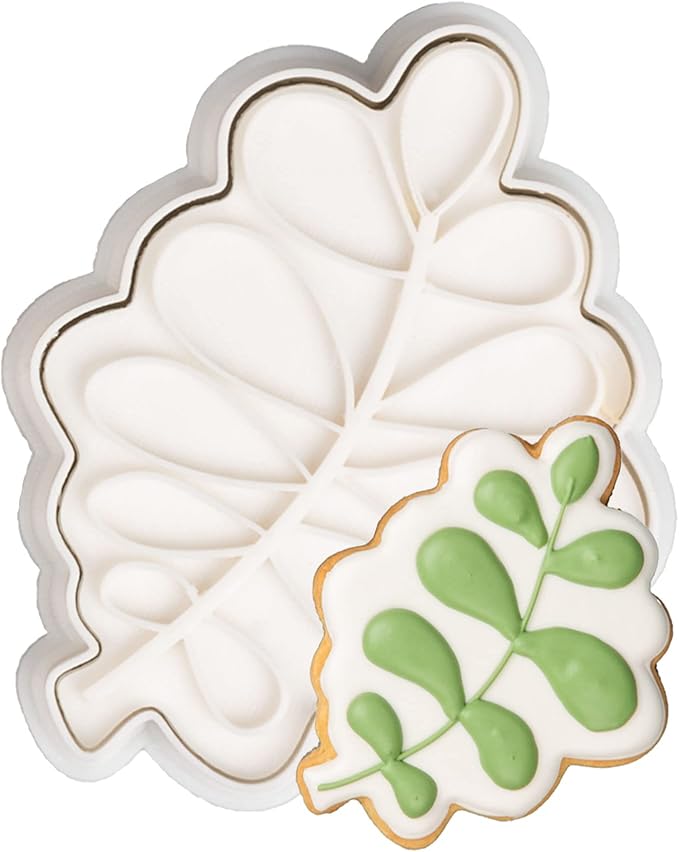 Flycalf Leaf Cookie Cutter Wedding with Plunger Stamps Holiday PLA Cake Shapes Baking Molds Gifts for Kids Decorative Party 4" Kitchen Cake Supplies