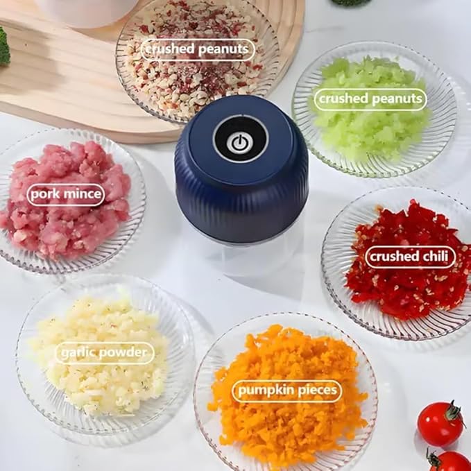 Electric Garlic Chopper, Mini Portable Veggie Chopper, 2026 New Small Garlic Chopper Mincer, USB Rechargeable, Wireless Veggie Grinder, For Mashing Onion, Garlic, Chili, Ginger (2*Blue, 3 blades)