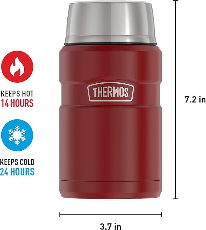 THERMOS Stainless King Vacuum-Insulated Food Jar, 24 Ounce, Rustic Red (Pack of 4)