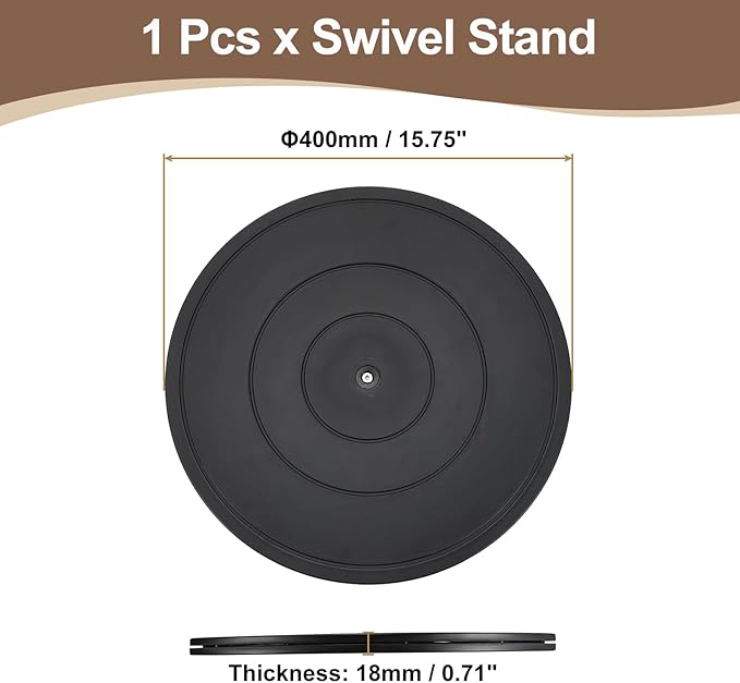 uxcell 16 Inch Rotating Swivel Stand with Steel Ball Bearings, 360 Degree Rotating Lazy Susan Turntable Organizer Round Rotating Plate for TV Sculpture Computers Monitor, Black