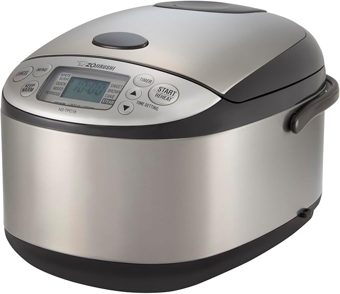 Zojirushi NS-TPC18XT Micom Rice Cooker & Warmer (with PFAS-Free Nonstick), 10-Cup, Stainless Brown