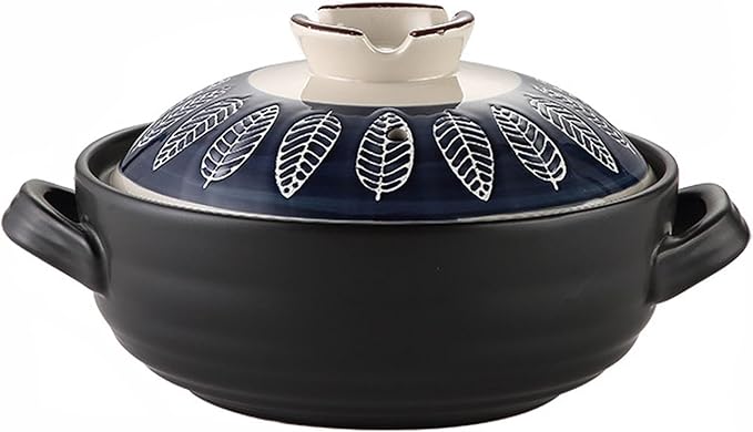 Ceramic Casserole, Japanese Clay Pot Donabe Stone Rice Pot With Lid, Earthen Pot Stockpot Ceramic Casserole Cooker Healthy Cookware Stove Pot Soup Hot Pot(Color:B)
