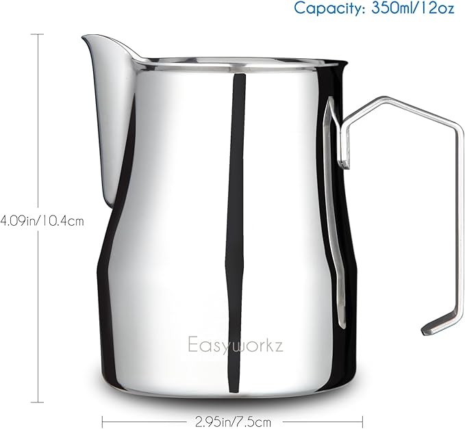 Easyworkz Pedro Stovetop Espresso Maker 4Cup 200ml, Bundled Espresso Steaming Pitcher Stainless Steel 12 oz Coffee Frothing Picther Milk Jug Cappuccino Latte Art Cup