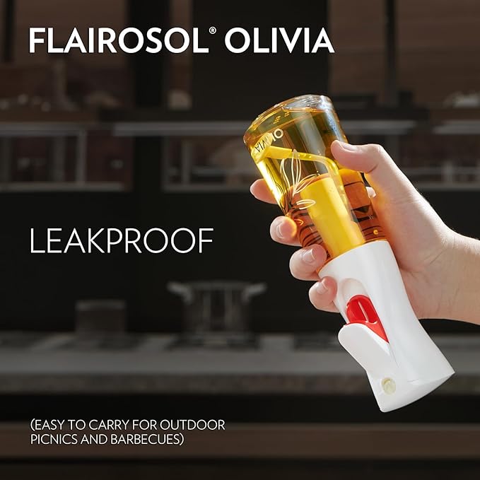 FLAIROSOL OLIVIA 130ml and 200ml Glass Olive Oil Sprayer, Olive Oil Sprayer for Cooking, Kitchen, Air Fryer, Salad, BBQ (Golden Leaves)