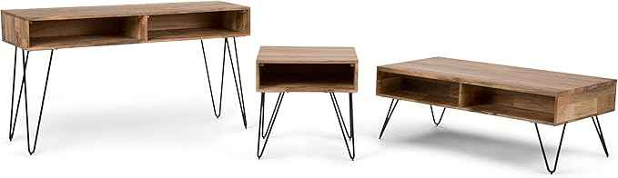 SIMPLIHOME Hunter Lift Top Coffee Table - 48 inch Wide Solid Mango Wood and Metal Industrial Cocktail Table in Natural, Functional Living Room Table with 2 Storage Cubbies and Hairpin Legs