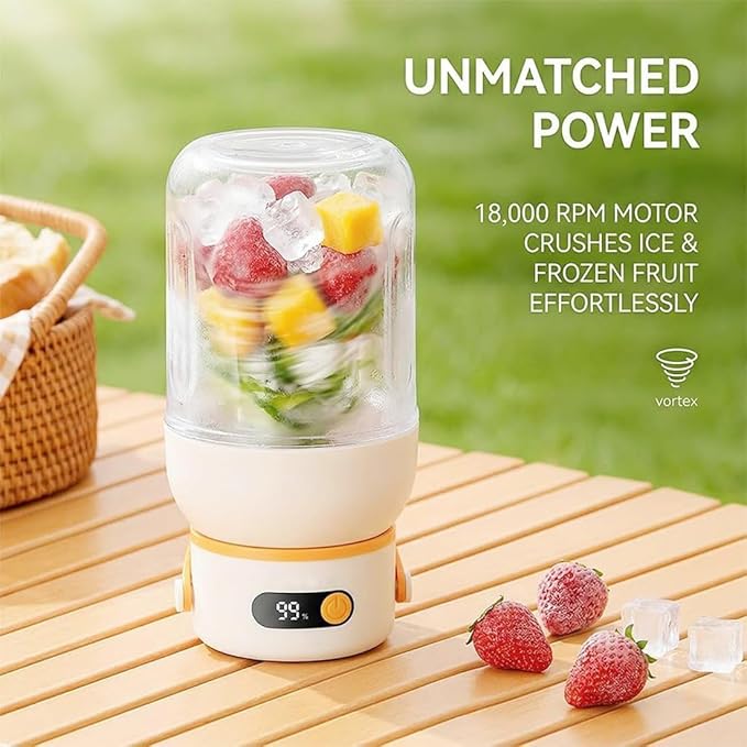 Portable Electric Juicer Cup with Zero Cord Hassle, 33 Oz Cordless Personal Juicer Cup, Digital Display Portable Juicers Blender with Stainless Steel Blades, USB-C (orange-1200ml)