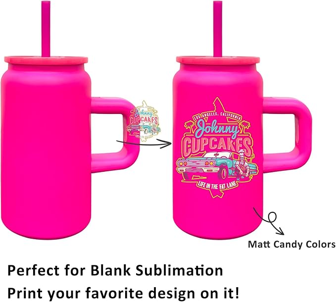 8 Pack 16 oz Sublimation Tumblers with Handle and Straw for Kids, Stainless Steel Sublimation Tumblers Bulk with Lids, Vacuum Insulated Iced Coffee Cups for DIY Craft Heat Press Print (Rosy,8 pack)