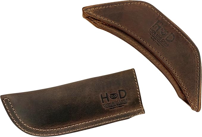 Hide & Drink, Rustic Leather Hot Handle Holders (Set of 2) Panhandle, Side Kick, Assist Grip for Cast Iron Skillets & Pans, Double Layered, Handmade (Bourbon Brown)
