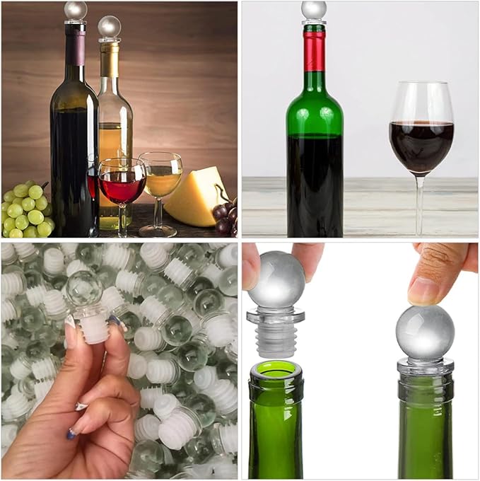 Glass Ball Bottle Stoppers 24Pcs High Polymer Dispenser Stoppers for Perfume and Wine Bottles Portable Sealed Caps for Home Kitchen Use