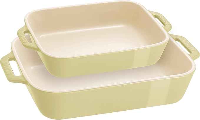 STAUB Ceramic 2-pc Rectangular Baking Dish Set - Macaron Pastel Green