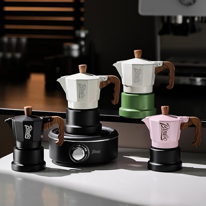 Bincoo Three Valve Espresso Maker Stovetop,Camping Moka Pot 2 Cup/120ML,Stove Top Espresso Italian Coffee Maker,Easy to Use