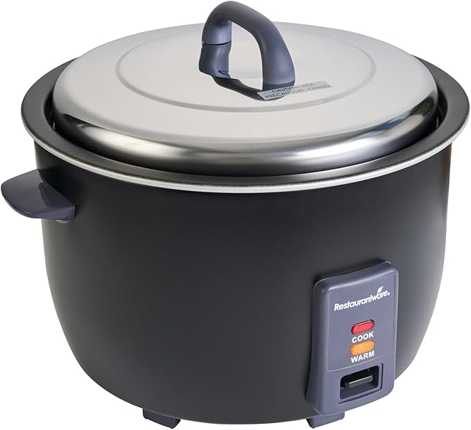 Restaurantware Commercial Rice Cooker 60 Cup Heavy-Duty Steel Industrial Rice Warmer With Nonstick Interior Black Ideal For Catering And Buffet Use