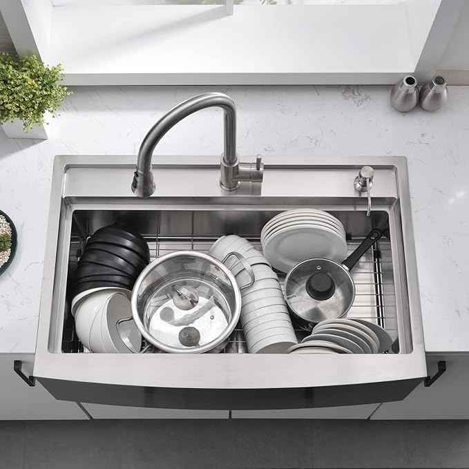 33 Inch Farmhouse Sink Splash Guard Workstation S - VOKIM 33x22 Inch Apron Front Kitchen Sink Stainless Steel 16 Gauge Single Bowl Gunmetal stainless Farm Sink