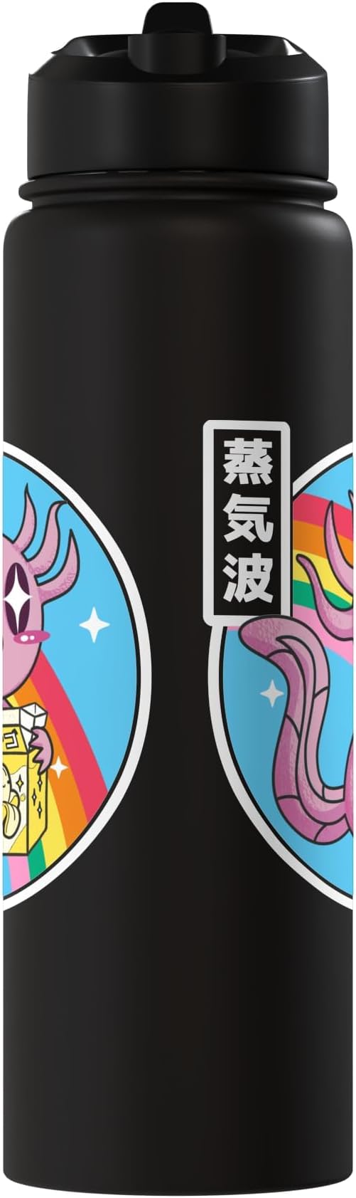 Axolotl Banana Milk Carton Kawaii Retro Rainbow Anime Stainless Steel Insulated Water Bottle