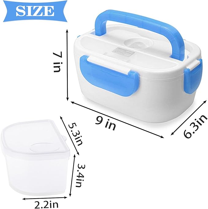 INVODA Electric Lunch Box 110V Food Heating Lunch Hot Box Portable Insulated Bento Box Electric Lunch Container for Office Travel Home (Blue)