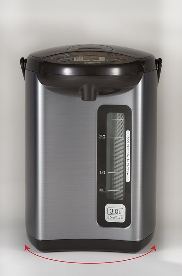 Zojirushi CD-WCC30 Micom Water Boiler & Warmer, Silver & NS-RPC10HM Rice Cooker and Warmer, 5.5-Cup (Uncooked), Metallic Gray