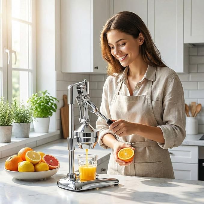 Manual Juicer Hand Press - Heavy Duty Stainless Steel Citrus Juicer Squeezer, Commercial Cold Press for Lemon, Orange, Pomegranate, Professional Metal Fruit Juicer, Easy to Clean