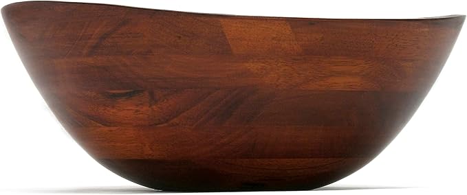 Lipper International 294 Cherry Finished Wavy Rim Serving Bowl for Fruits or Salads, Matte, Large, 13" x 12.5" x 5", Single Bowl