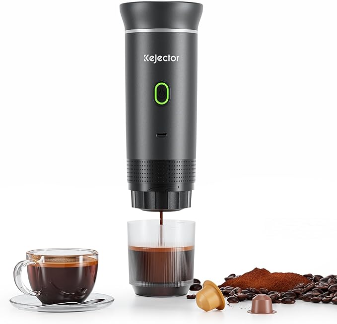 Portable Battery Coffee Maker Espresso Machine, 20 Bar Nano Car Coffee Mini Espresso Machines Self-Heating Electric Espresso Maker, USB-C 3-in-1 Ground Coffee & NS Capsule Pod RV Hiking Camping