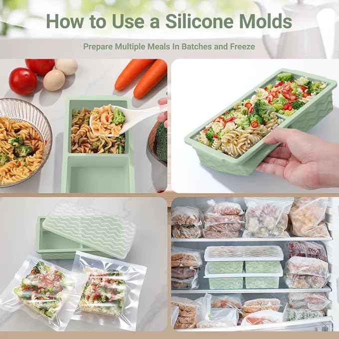 Aopigavi Silicone Freezer Tray with Lid – 2-Cup Soup Freezer Container Molds, Large Ice Cube Trays for Freezing Soup, Sauce & Broth, Meal Prep & Food Storage – Oven & Dishwasher Safe, 2-Pack