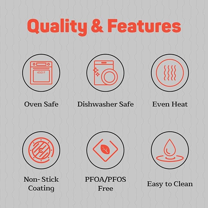 Non-Stick Pizza Pan with Silicone Handle 2 Pack, 13 Inch Round Carbon Steel Tray with Perforated Holes, Dishwasher & Oven Safe Up To 450°F, PFOAPFOSPTFE Free, Durable Nonstick Gray Coating