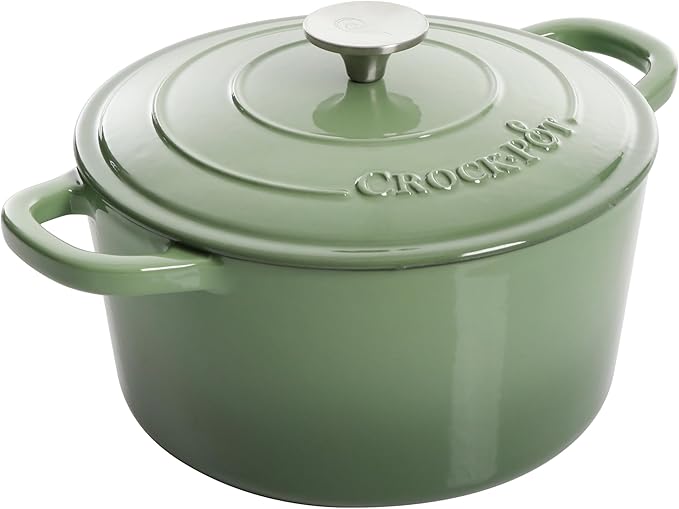 Crock Pot Artisan 5 Quart Enameled Cast Iron Round Dutch Oven, Red