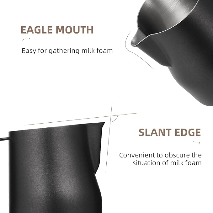 MHW-3BOMBER WDT Tool Espresso Distribution Tool with Magnetic Stand for Barista + MHW-3BOMBER Milk Frothing Pitcher 12oz Milk Frother Cup Espresso Steaming Pitcher
