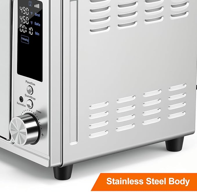OLIXIS Air Fryer Toaster Oven Combo Extra Large with Smart Probe, 29.6QT Oven Countertop 12 Functions in 1, 7 Accessories Included, Stainless, Up to 450°F