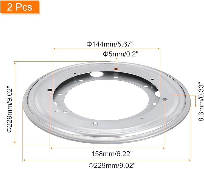 uxcell Lazy Susan Hardware, 2Pcs 9 Inch - Iron Round Ball Bearing Rotating Swivel Plate, Lazy Susan Turntable for DVD Tower, Bookshelf (Silver)