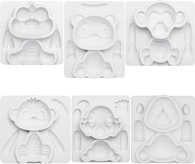 Fondant Molds Safari Animal Cake Topper 6-count Kit Leopard Mongoose Chimpanzee Crocodile Rhinoceros Warthogs