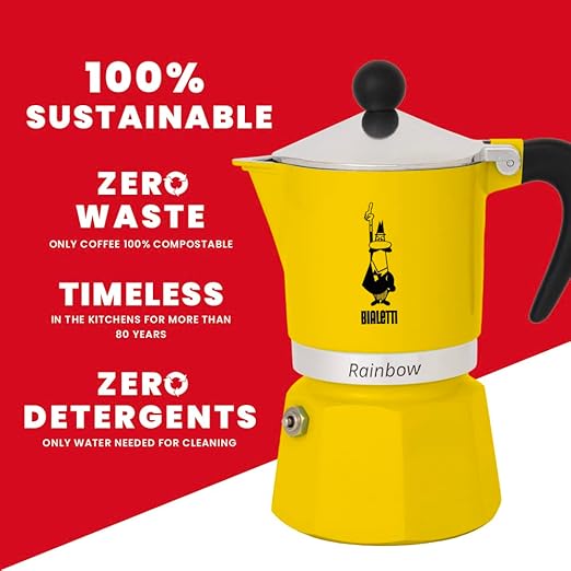 Bialetti 4983 Rainbow Espresso Maker, Yellow