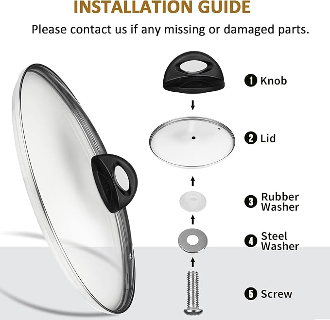 Glass Pot and Pan Lids, Universal Kitchen Cookware Covers (9.25 Inch)