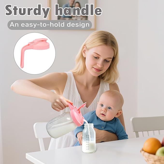 4 Pack 32oz Glass Pitcher with Lid, Double Leakproof Glass Mason Jar Pitcher with Pour Spout Lid, 1 Quart, Wide Mouth Storage Container for Breastmilk, Sun Tea, Juice, Cold Brew Coffee, Water